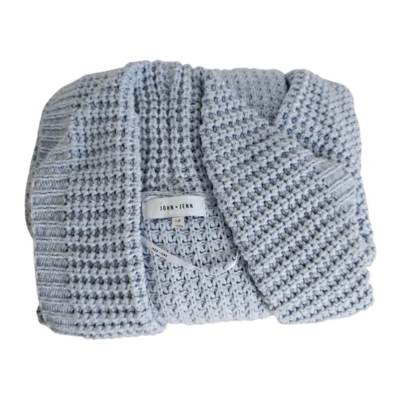 John + Jenn Chunky Knit S Cardigan Blue Cozy Oversized Lagenlook Boho Minimalist - Picture 16 of 16